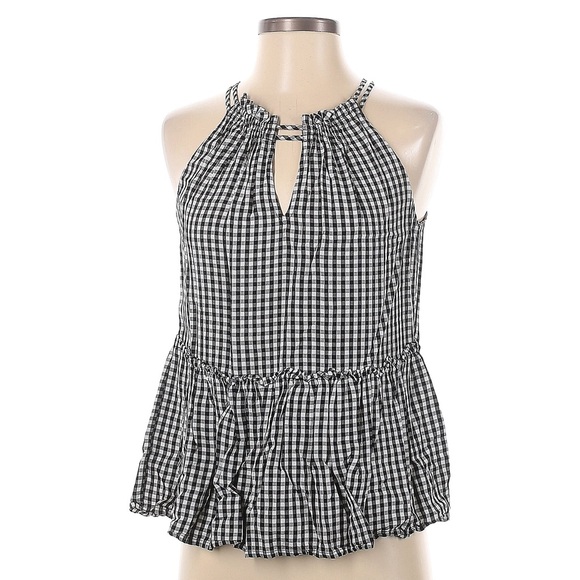 LOFT Tops - LOFT Black and White Gingham Peplum Top (Size XS)